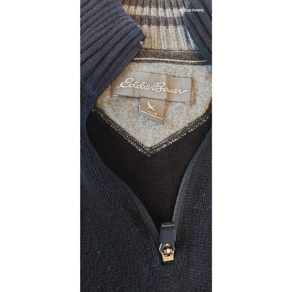 Eddie Bauer quarter zip pull over 100% cotton sweater size M - Picture 4 of 7